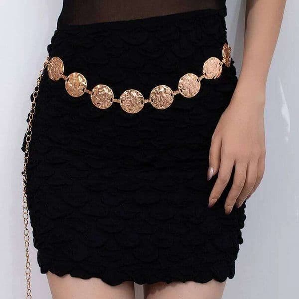 European American Cross Border Jewelry Fashion Metal Geometric Disc Waist Chain Niche Elegant High Grade Dress Belt Accessories L260312