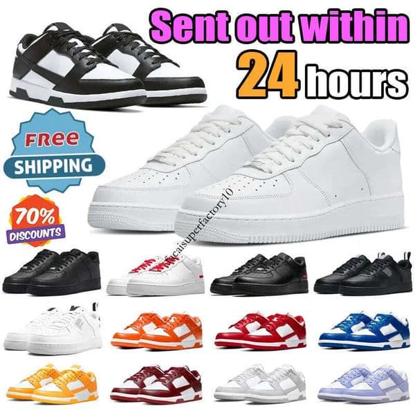 free shipping 1 running shoes for af1s men women white black pink panda grey university blue active fuchsia womens mens trainers outdoor sports sneakers