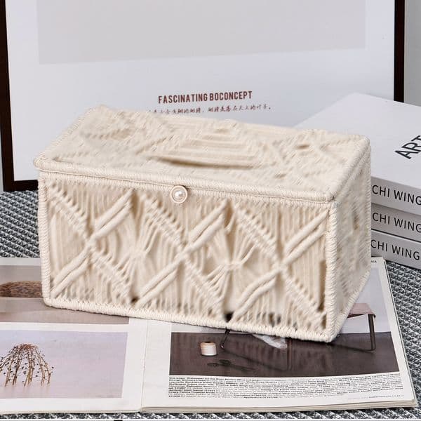 Paper towel box - Home daily-use storage box - Creative cotton rope woven tissue paper box