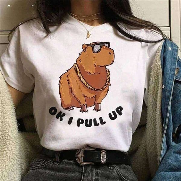 Girl Capybaras T Shirt Female Casual Top Clothes Funny Capybara Tshirt Women T-Shirt Capibara Cartoons Z260312