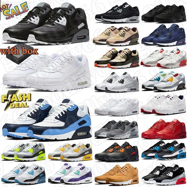 with Box 90 90s Running Shoes Designer Shoes Crater Foam Black White Gum Blue Void Caramel Peace Love Viotech Be True Men Women Sport Trainers Sneakers size5.5-13