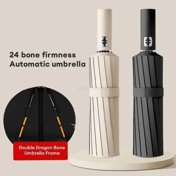 12 Bone Black Glue Fully Automatic Umbrella With Thick And Durable Keel Three Fold Umbrella UV Resistant Folding UmbrellaXJ240806 thumbnail 2