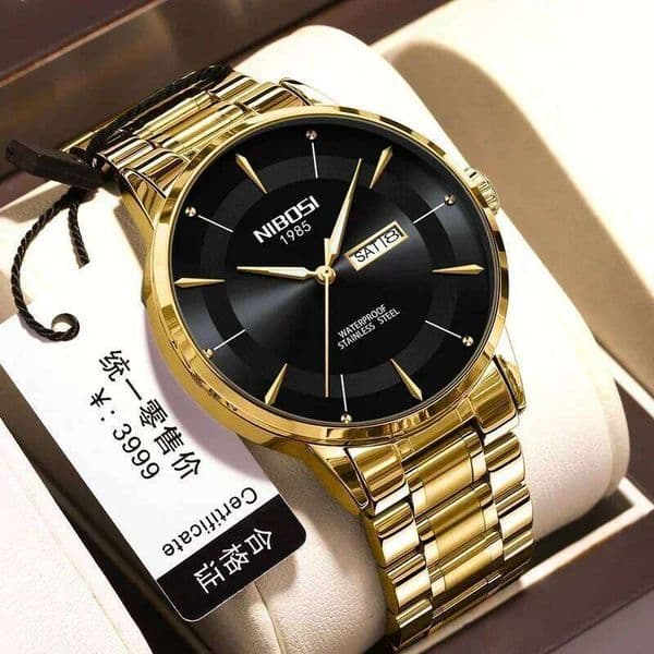 NIBOSI Luxury for Man Elegant Date Week Waterproof Luminous Men Watch Quartz Stainless Steel Sports Men's Watches Relogio