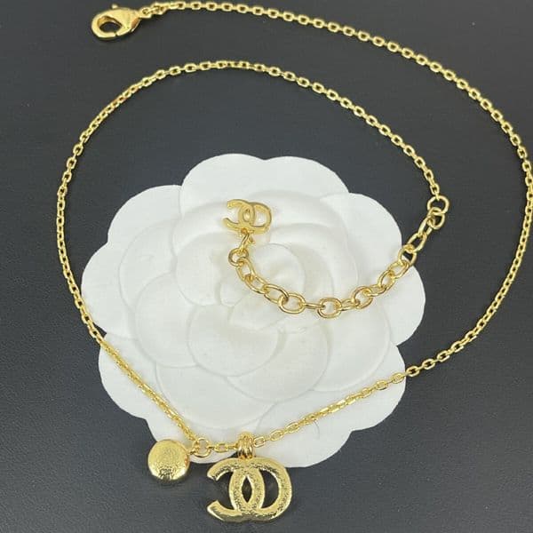 Designer CC Necklace Channels Jewerly double C letter zircon gold diamond-shaped light luxury versatile diamond pattern niche necklace