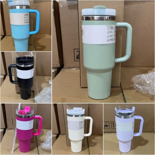 40oz Designer Water Bottles Tumbler With handheld Straw Lids Leopard Stainless Steel Coffee Termos Car Cup Vacuum Bottle for Water Cold Warm With Box for Gift