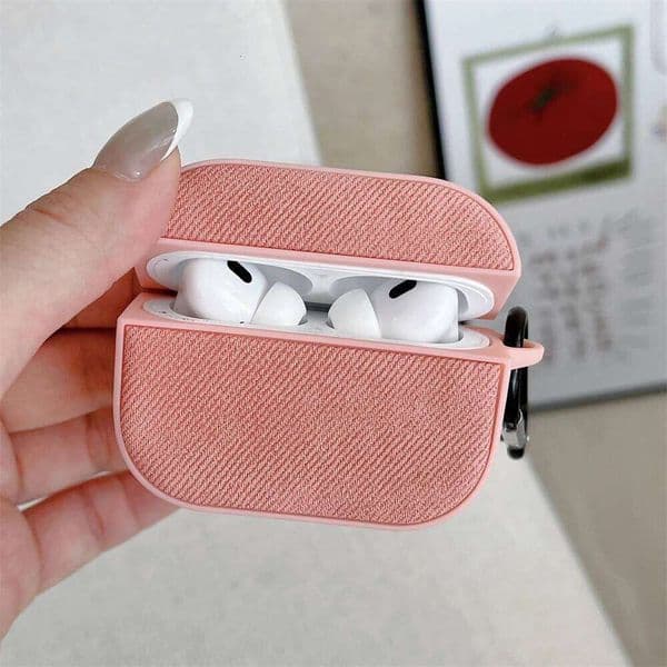 INS Korean Denim Fabric Wireless Earphone Case For 4 3 1 Airpods Pro 2 Anti Drop Shockproof Cover With Hook 26L0312