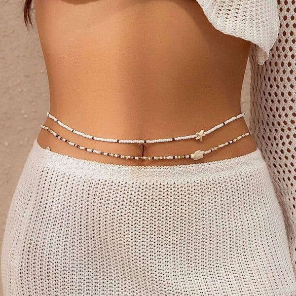 Bohemia Beaded Elasticity Waist Belly Chain Starfish Pendant For Women Fashion Summer Beach Waistband Bikini Beads Jewelry Y033 L260312