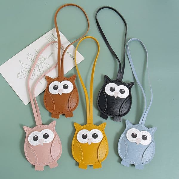 Cartoon doll PU owl pendant, knitted cotton-filled gift, women's bag decoration, versatile leather accessory