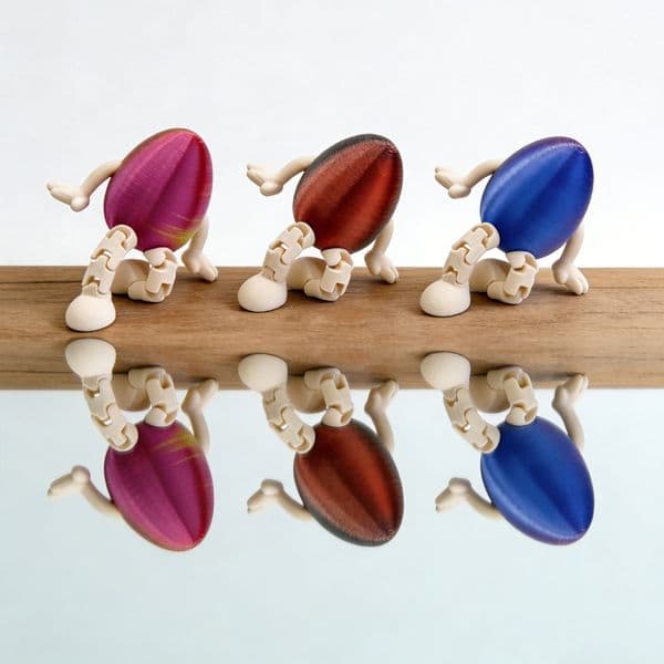 3D printed Easter egg ornaments with rainbow gradient tabletop decoration
