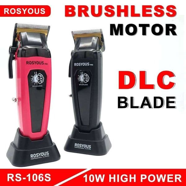 Professional Clipper ROSYOUS Brushless Motor 7500 RPM DLC Blade LED Display, Fast Charging Stand Hair Cutting Machine C260312