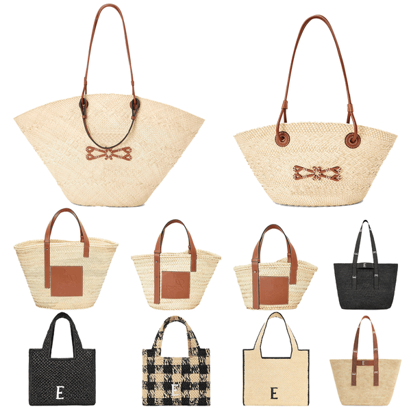 Raffias Designer bags Summer Straw weave Anagram Basket bag Luxury handbag Linen woven Font Tote bag Women men Shoulder Shopper bag fashion vacation travel beach bag