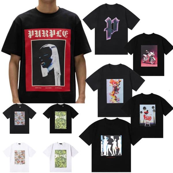 5A purples shirt graphic tee Designer High Street Men Printed Summer Fashion Women purple Shirt Designer Long Sleeve Top Letter Cotton Shirt High Quality 78b 63