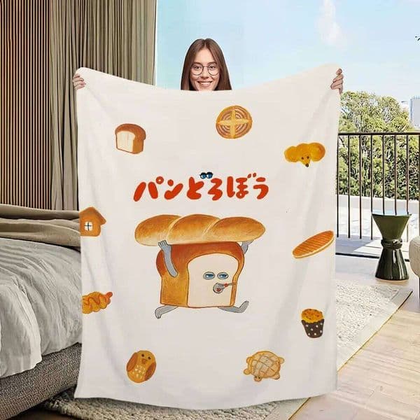 Flannel warm comfort soft Picture plush Breads Thief blanket for sofa living room office bedroom travel book gift L260601
