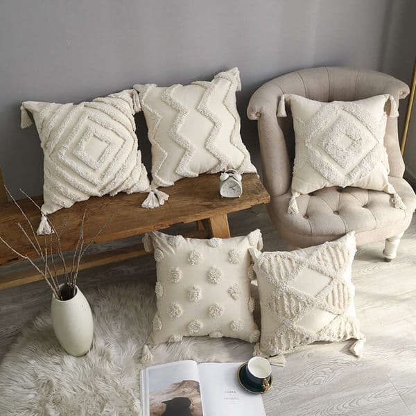 Premium Bohemian Tufted For Bedroom Sofa Car Seat Cushion Moroccan Home Decor Pillowcase