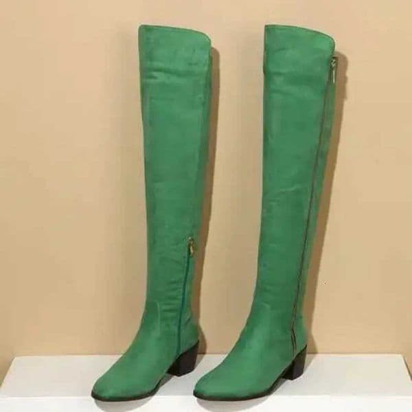 2025 Winter Female Boots Side Zipper Block Heels Black Green Purple Over The Knee Boots Ladies Boots New Big Size 40 41 42 43 S260312