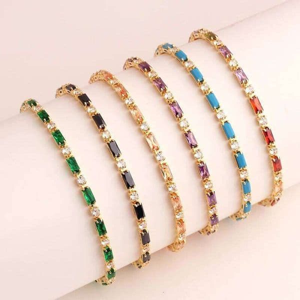 Luxury Rainbow Iced Out Zircon Tennis CZ Women's Stretch Adjustable Bracelet Hippie Fashion Accessories Jewelry Gifts Z260313