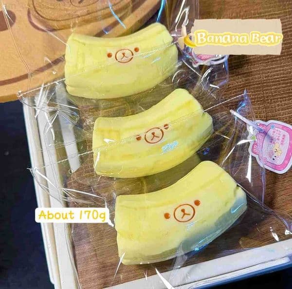 1Pc handmade Squishy with BUTTER texture - Banana bear shaped to relieve stress - Food grade silicone H260313