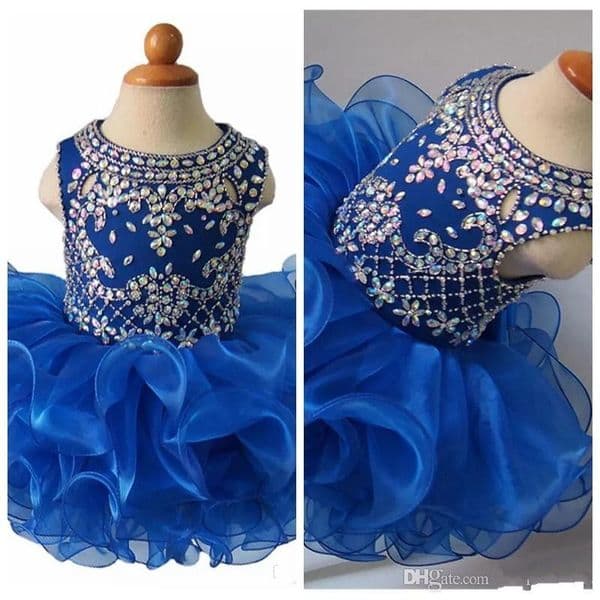 Luxury one shoulder necklace beaded hand made flower ball gown cupcake toddler little girls pageant dresses flower girls for weddings M13