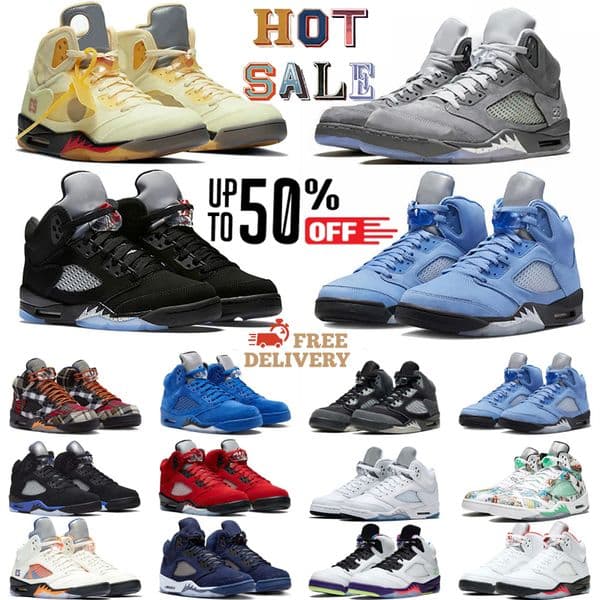 Mens 5 5s Basketball Shoes Designer Sneakers Leather Rubber Fire Red Black Metallic Outdoor Sport Shoes Trainers Wolf Grey 5s