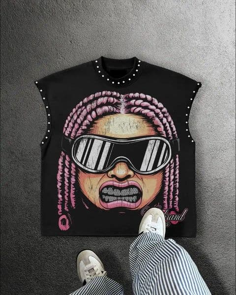 Men's T Shirts Casual And Fashionable Gothic Printed Pure Cotton Vest Summer Classic Loose Harajuku Hip-hop Oversized Sleeveless Top