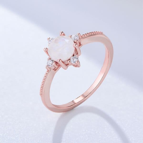 925 sterling silver natural moonstone for women, niche design, simple light luxury, ins style, jewelry ring