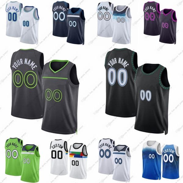 Custom Printed Basketball Jersey 5 Anthony Edwards 30 Julius Randle 3 Jaden McDaniels 13 Ayo Dosunmu 11 Naz Reid 0 Donte DiVincenzo 27 Rudy Gobert 12 Kyle Anderson