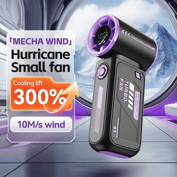 New High-Speed Turbo Handheld Fan Digital Display USB Rechargeable Mini Portable Cooling Fan for Outdoor Travel D260313
