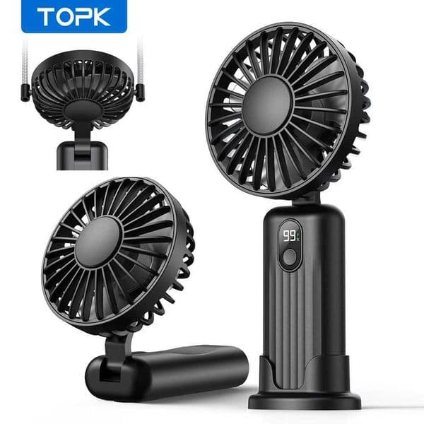 TOPK 5000mah Mini Portable Fan USB Desk Electric Fan Small Personal hand Fan with USB Rechargeable Cooling Neck Fans for Room D260313