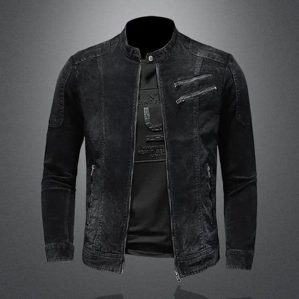 denim jacket men loose casual stand collar zipper motorcycle jacket retro fashion mens jacket streetwear mens clothing 260304