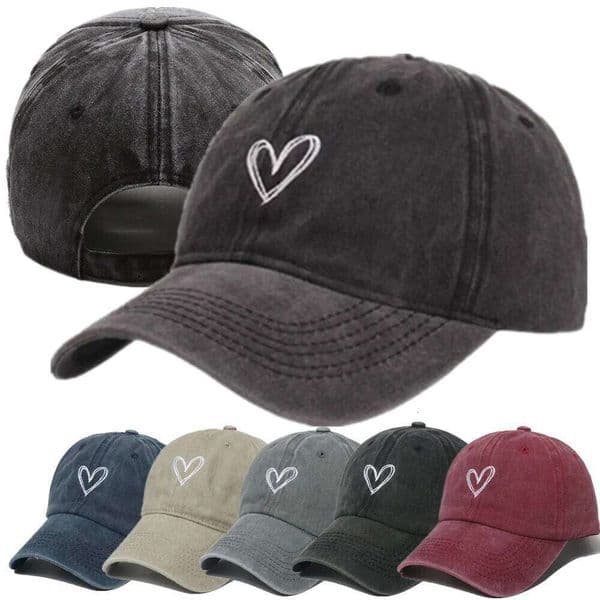 New Outdoor Fashion Sport Baseball Caps For Women Love Heart Embroidery Cap Female Washed Cotton Dad Hat Z260314