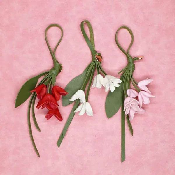 2025 Spring New PU Keychain, Arrival Golden Flower Osmanthus Design, 8 Colors Elegant Ladies' Bag Pendant