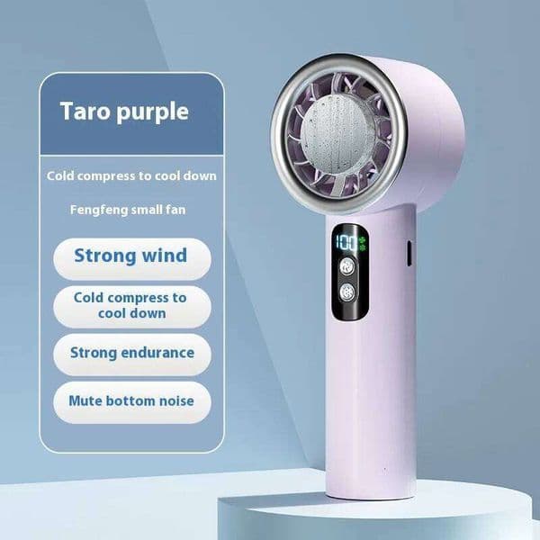 Summer Portable Ice Compress Handheld Turbo 3 Wind Speeds Adjustable Personal Battery Operated Electric Fan 26Li0313