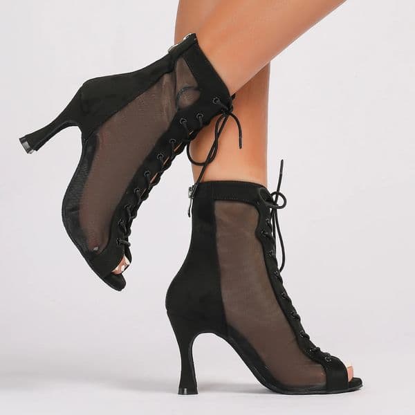 Profession Latin Dance Shoes Woman Suede Mesh Ventilation Ballroom Salsa Boots for Girls Soft Bottom Practice Jazz 260306BANJIA