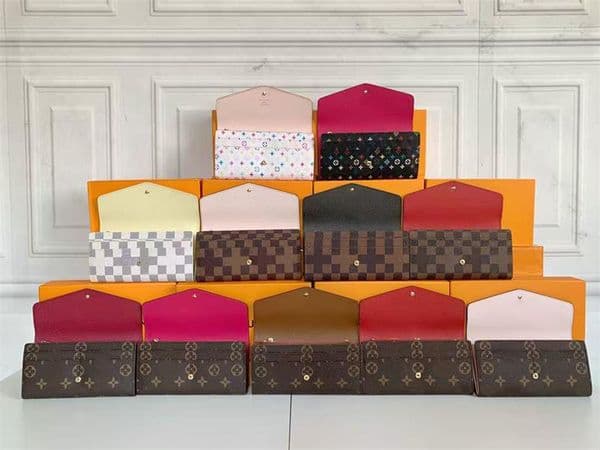 Wallets & Holders TOP version quality luxury designer purses women men wallets handbag Brand Canvas letter credit card holder brown printing coin pu