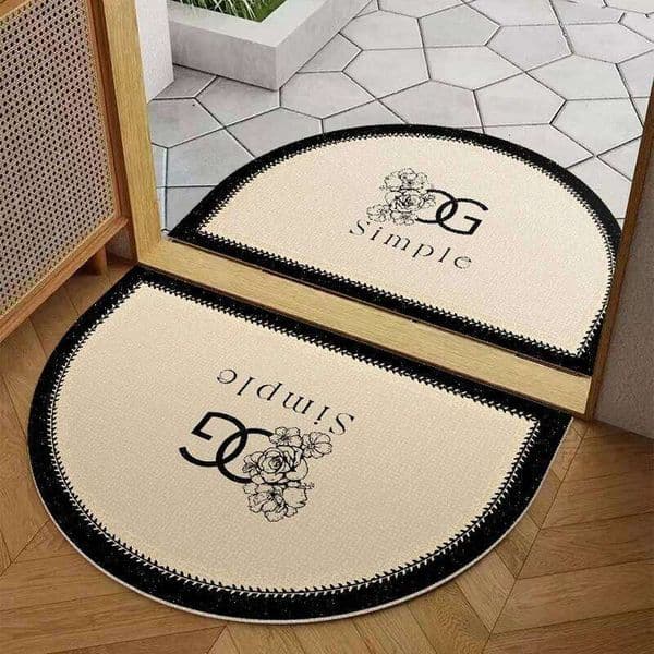VIKAMA Modern Minimalist Semi-Circular Doormat Indoor/Outdoor Entrance Mat Carpet Stain-Resistant & Waterproof Home Decor 26H0313