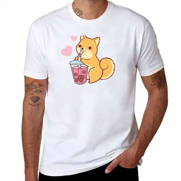 Tea Shiba casual Bubble shirt T-Shirt t man cotton for shirts men J260312