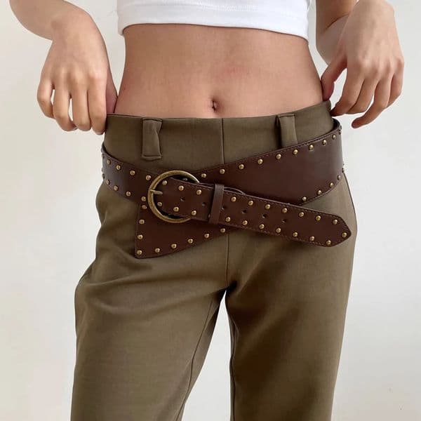 Ladies rivet Western Cowboy Cowgirl external belts For Women Punk Decorate girdle waist Corset Belt Female Gothic Jeans Belt 260313