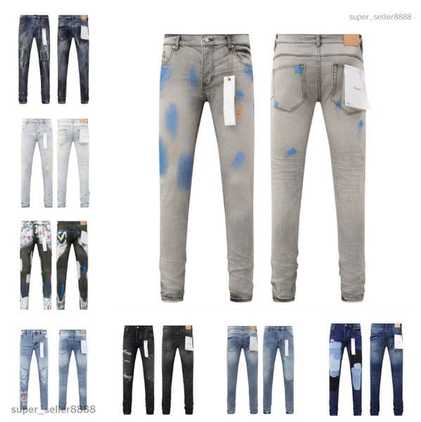 Hot Sale Mens Trousers Purples Jeans Denim Designer Jeans Luxury Men Black Pants Straight Retro Ripped Biker Jean Slim Fit Motorcycle Clothing Vintage Purple Jeans