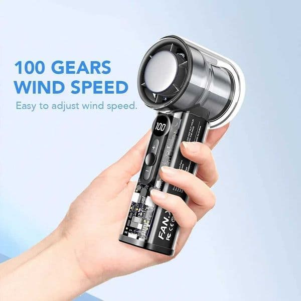 2025 Turbo Handheld Fan 100-Speed Cooling 3000mAh Battery High-Wind Mini Fan for Outdoor Use - Adjustable Airflow D260313