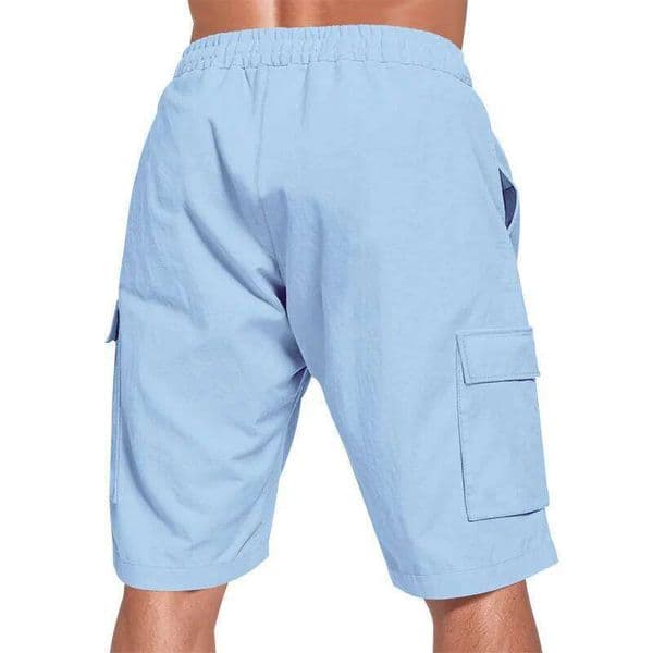 Vintage Multi Pockets Solid Color Men Summer Trendy Loose Cargo Shorts Mens Seaside Vacation Casual Drawstring Short Pant Z260313