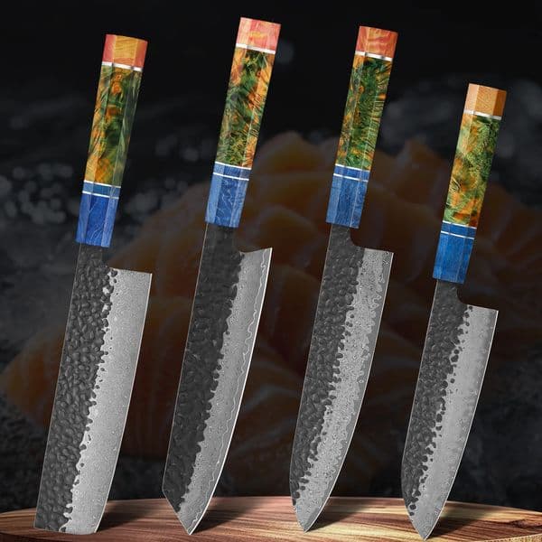 1-4 PCS Damascus Knife Set 67 Layers Handmade Forged Chef Kiritsuke Nakiri Knives Stable wood Handle Janpan Kitchen knife 260304