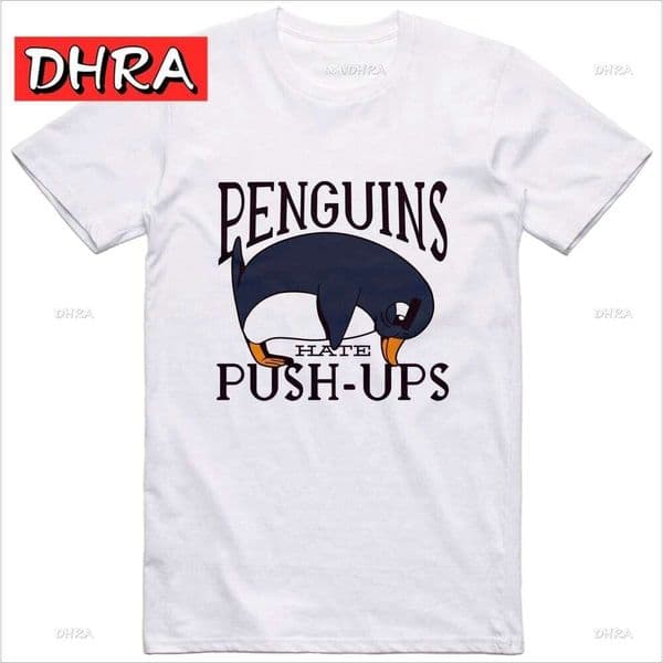 Mens T Shirt Gift Penguins Hate Push Ups Regular Fit 100% Cotton Tee Stylish Fresh T-shirts Bold Trendy Funny T-shirt T260312