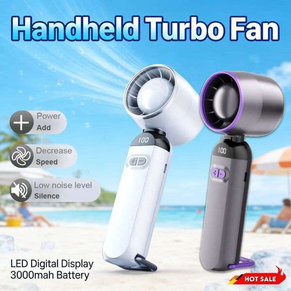 Handheld Turbo LED Digital Display Adjustable Cooling USB Rechargeable Portable Electric Fan for Home Office 26L0313