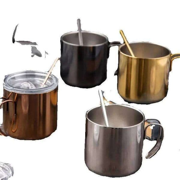 380Ml Coffee Stainless Steel Mug Cup Tea With Lid On Promotion B2