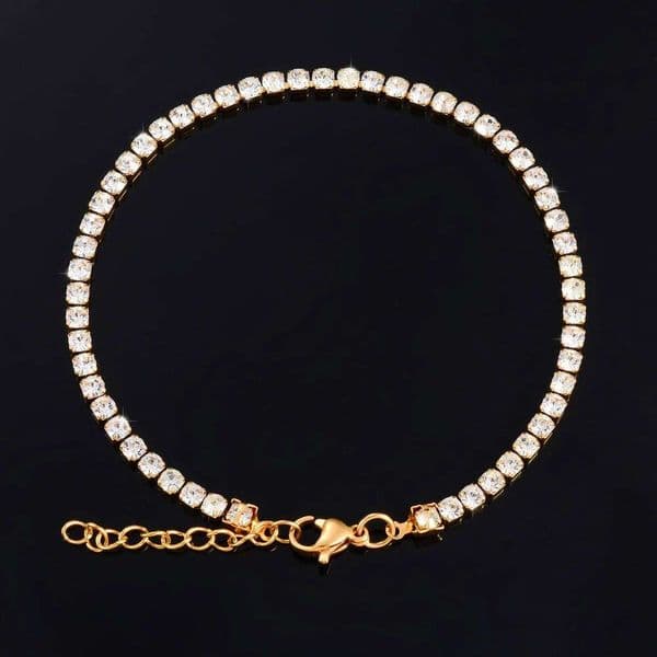 Sparkly Cubic Zirconia Tennis Bracelet for Women Rhinestone Chain Minimalist Crystal Bangle Stainless Steel Jewelry Accessories Z260313