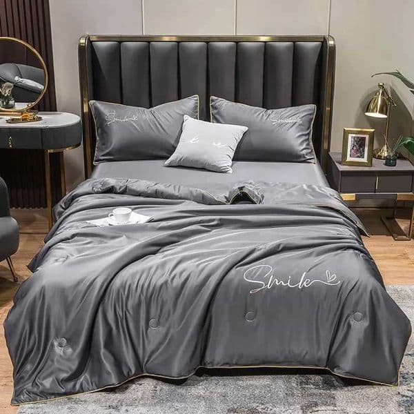 Luxury European Style Ice Silk Summer Quilt Set High-end Embroidered Cooling Blanket 3/1 Pcs Sets Air Conditioning Comforter X260302