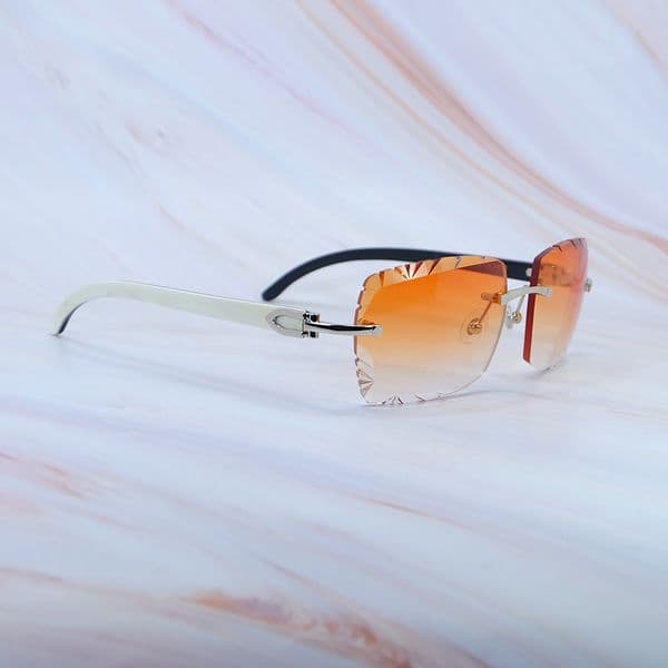 12A Big Diamond Cut Vintage Luxury Carter Sun Glasses White Black Buffalo Horn Mens Decoration Retro Shades Eyewear Brand Name Buffs Frame Silver