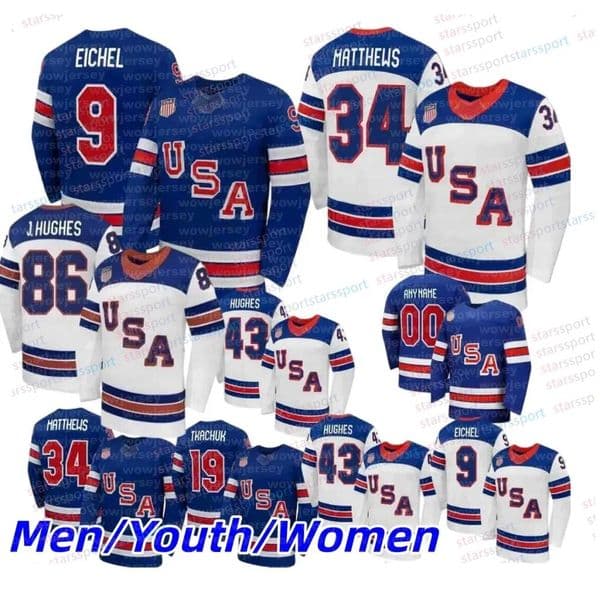 34 AustonS MatthewsS USA Team 2026 Olympices hockey jersey 43 Quinn Hughes Jack Eichel Charlie McAvoy Matt Boldy Matthew Tkachuk Cole Caufield Clayton Keller 322