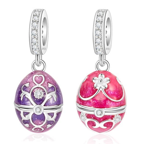 FewDook New Original Silver Plated Amusing Butterfly & Flower Opening Oval Egg Pendant Charm fit Pan Bracelet and Necklace Fashion Jewelry Designer for Women