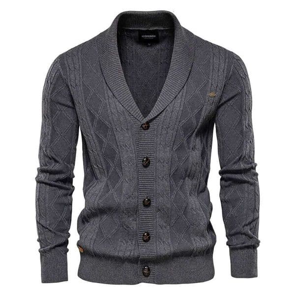 AIOPESON Cotton Argyle Cardigan Men Casual Single Breasted Solid Color Business Mens Cardigans New Winter Fashion Sweater Man Z260313